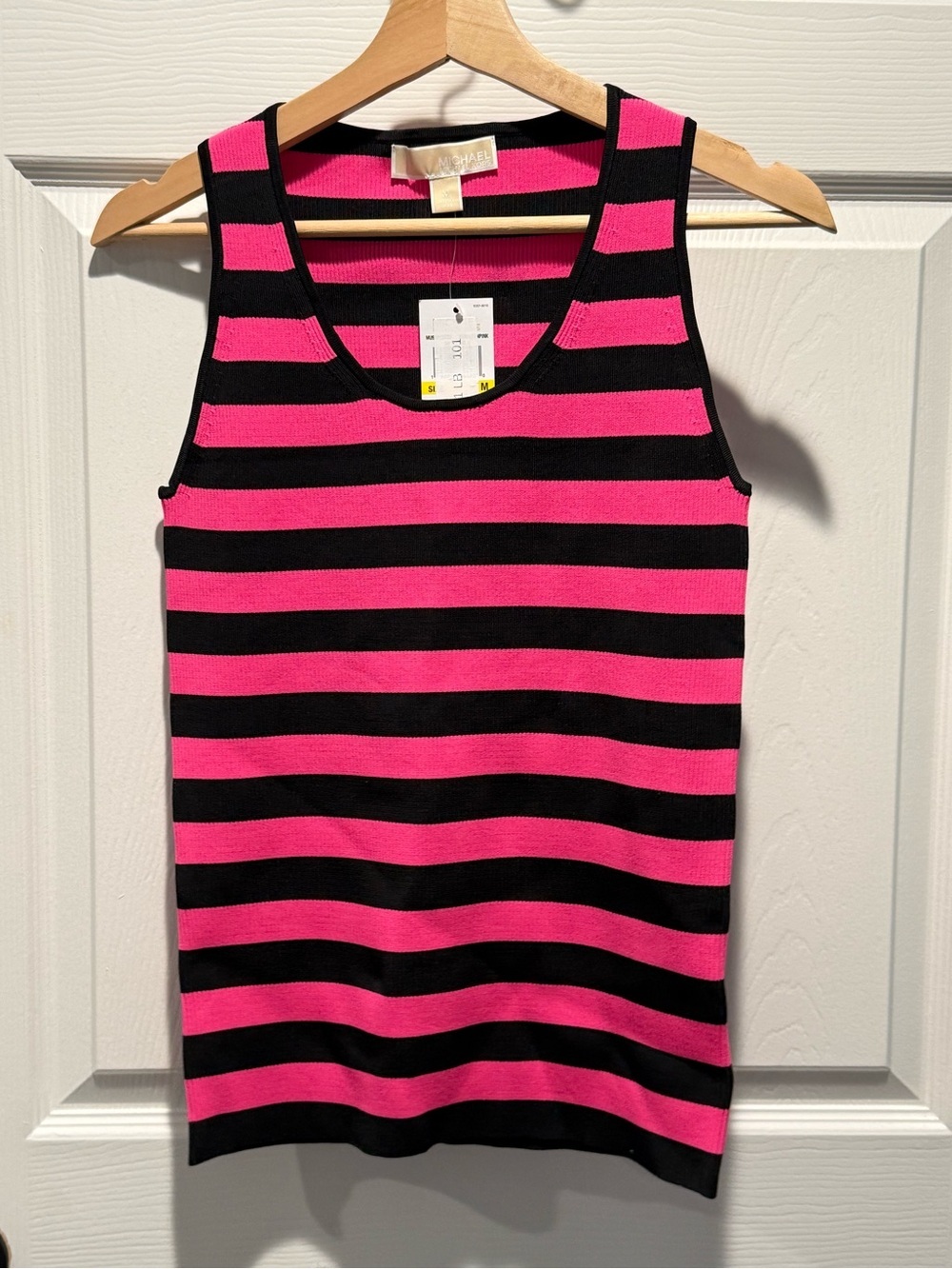 NWT Michael Kors Black & Pink Striped Tank Top - Picture 2 of 3